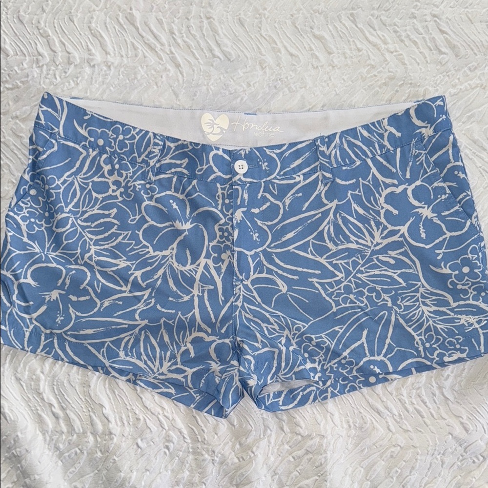 Honolua Wahine Blue Floral Resort Shorts EUC 11